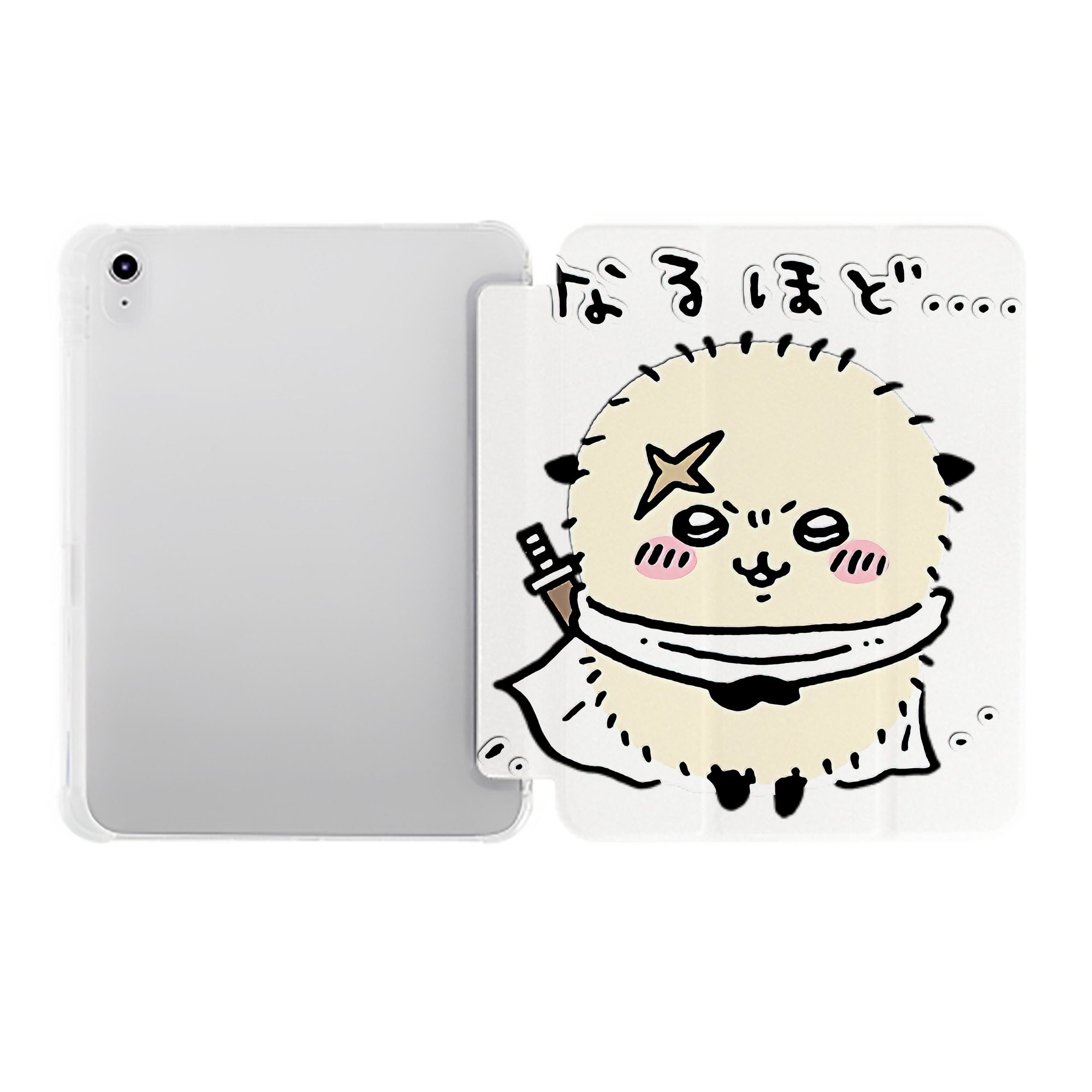 （画像用） ちいかわ ラッコ Chii-kawa Sea otter IPad ケース ペン収納付き 三つ折りスタンド PUレザー×シリコン 対応機種9.5/10.5/10.9インチ